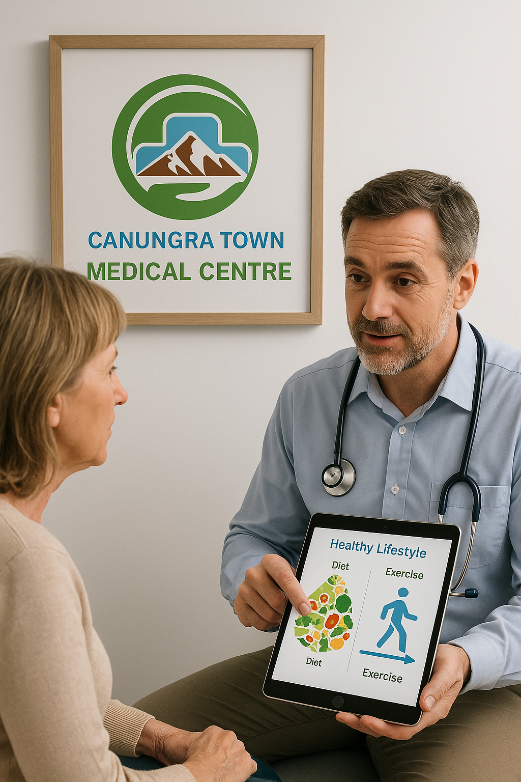 Doctor discussing healthy lifestyle changes at Canungra Medical Centre